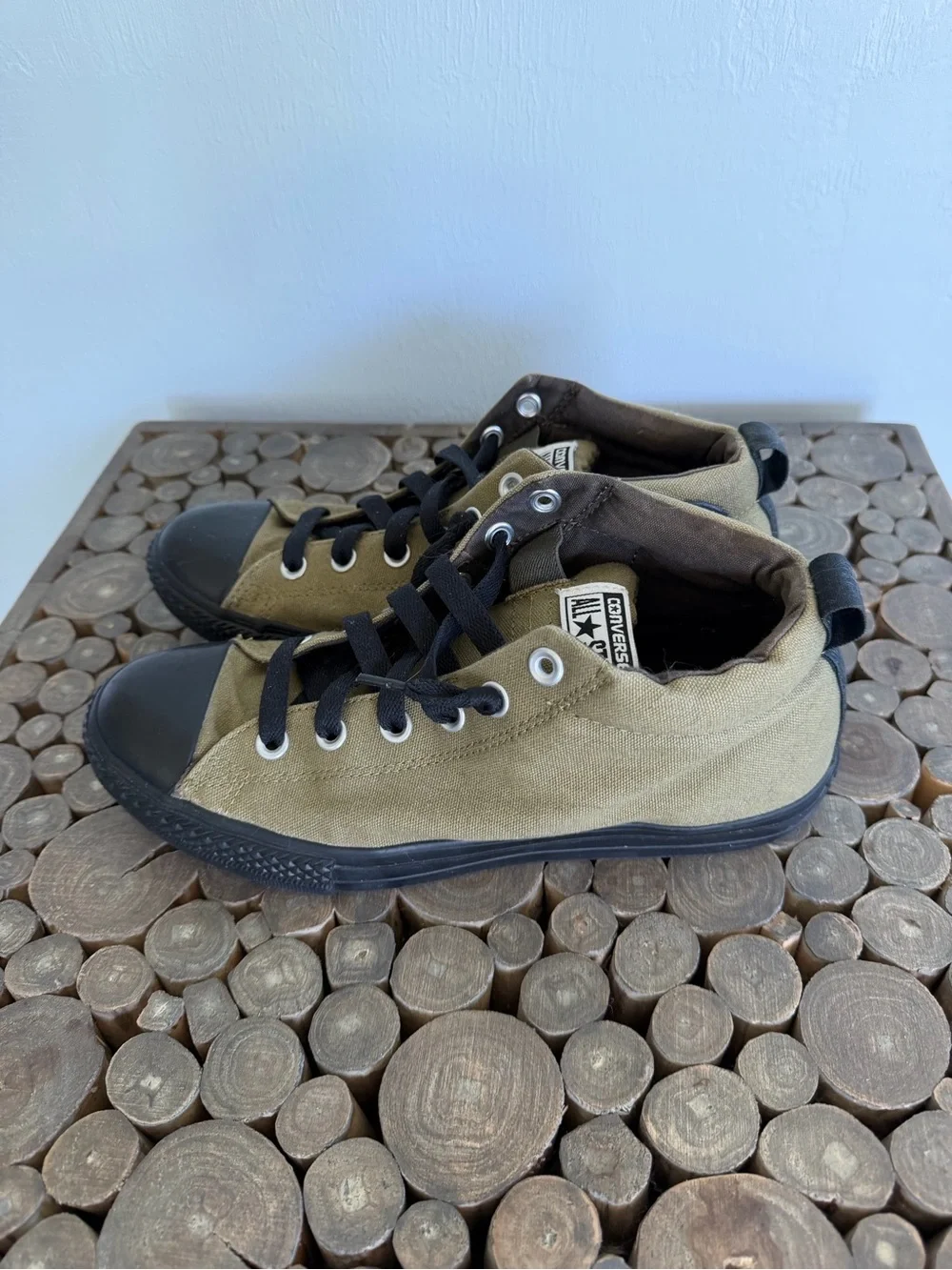 Converse Olive Green Sneakers with Black Accents